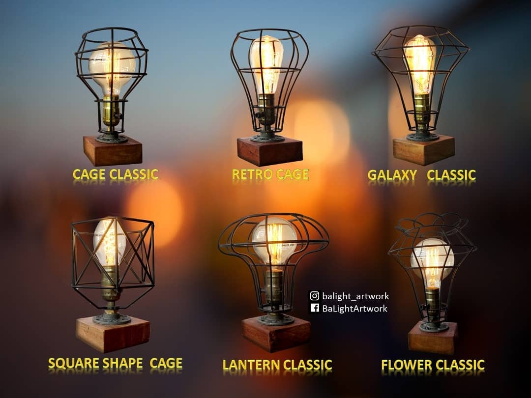 EDISON TABLE LAMP WITH COVER CAGE
