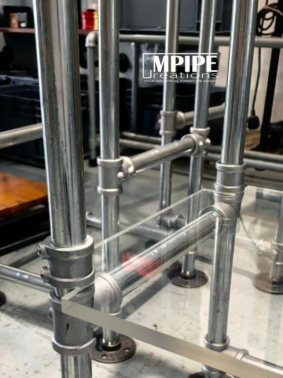 Acrylic Top & GI Pipe Display Pedestal