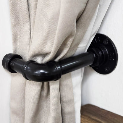 PAIR OF CURTAIN TIE BACKS - POWDER COATED BLACK