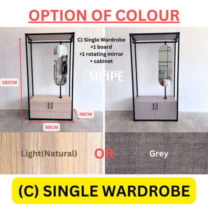 HOLLOW CLOSET ORGANIZER (DRAWER, CABINET, ROTATING MIRROR)