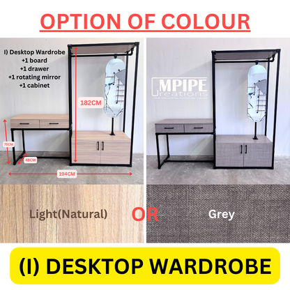 HOLLOW CLOSET ORGANIZER (DRAWER, CABINET, ROTATING MIRROR)