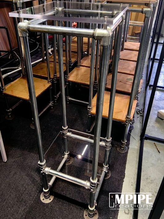 Acrylic Top & GI Pipe Display Pedestal
