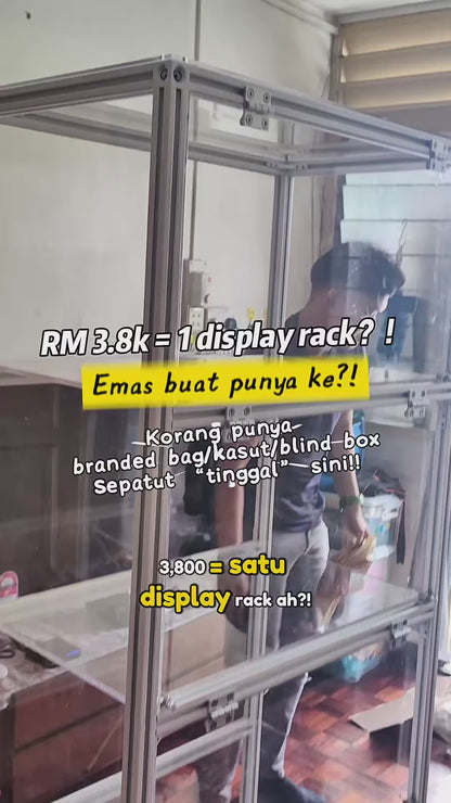 Acrylic Display Rack with Aluminium Profile Frame & Wheels