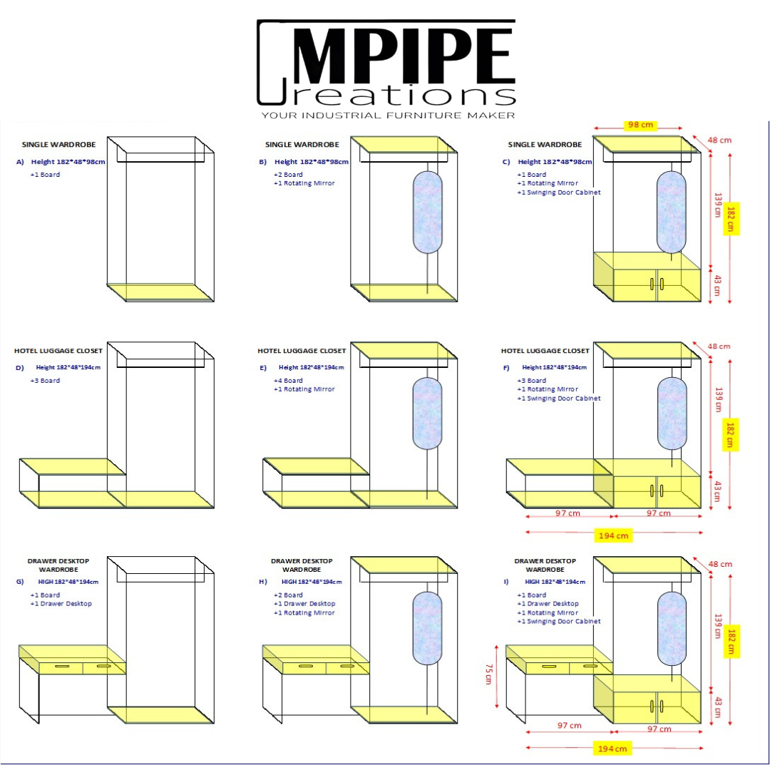 HOLLOW CLOSET ORGANIZER (DRAWER, CABINET, ROTATING MIRROR)