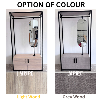 HOLLOW CLOSET ORGANIZER (DRAWER, CABINET, ROTATING MIRROR)